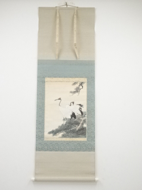 JAPANESE HANGING SCROLL / HAND PAINTED / CRANE
